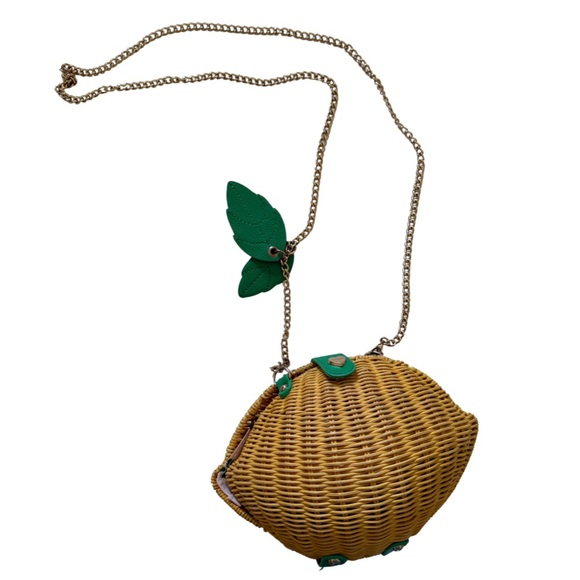 Betsey Johnson Handbags - Betsey Johnson Lemon Crossbody Bag with Green Leaf Charm